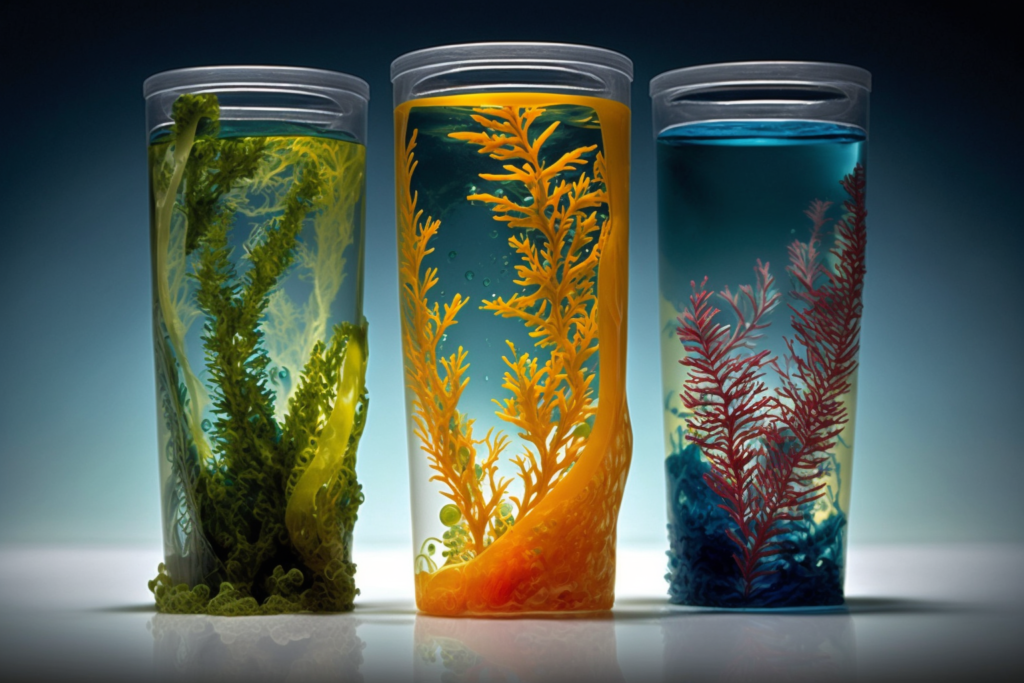 cool looking seaweed in plastic cups